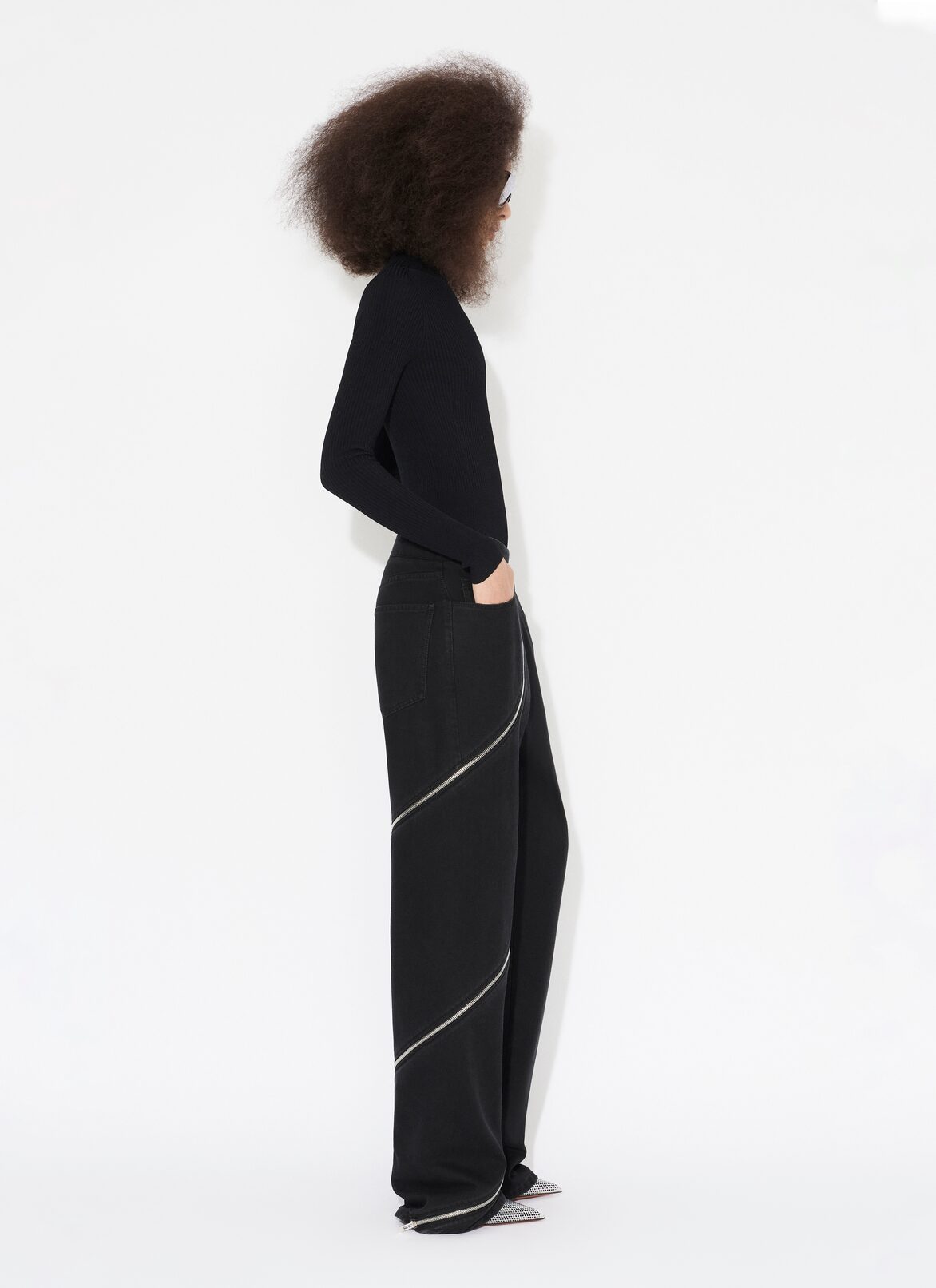 VAQUEROS ESPIRAL DE DENIM ALAÏA NEGRO VAQUEROS ESPIRAL DE DENIM